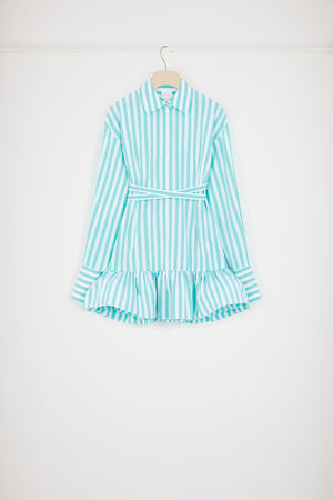 Robe courte volantée en coton imprimé
