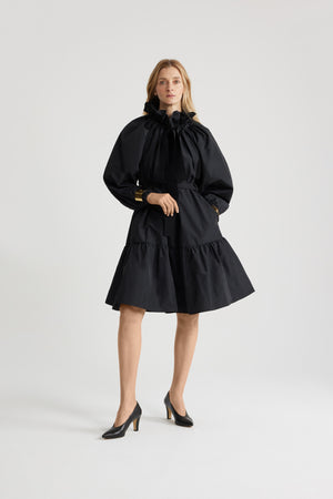 Iconic drawstring dress in recycled faille