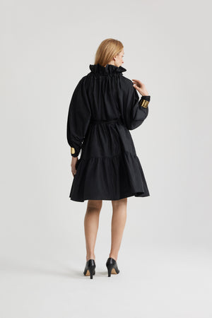 Iconic drawstring dress in recycled faille