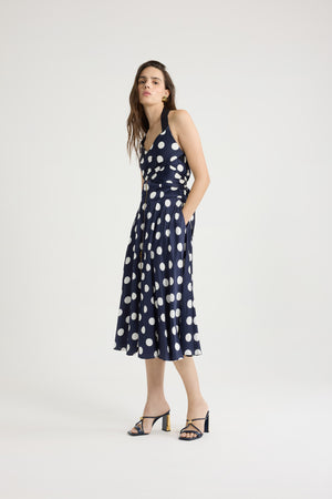 Vestito midi in raso stampato