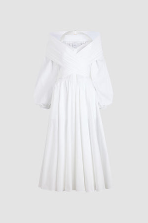 Robe midi croisée en popeline de coton bio