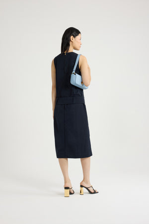 Belted midi dress in lightweight recycled nylon