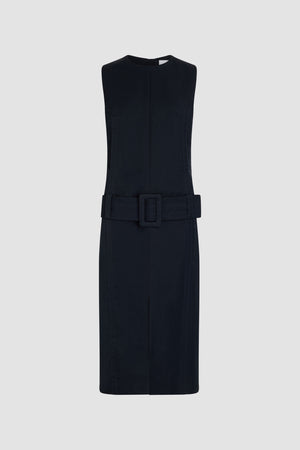 Belted midi dress in lightweight recycled nylon
