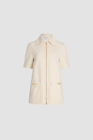 Robe courte zippée en denim de coton