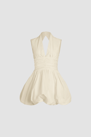 Vestito mini con schiena aperta in faglia riciclato