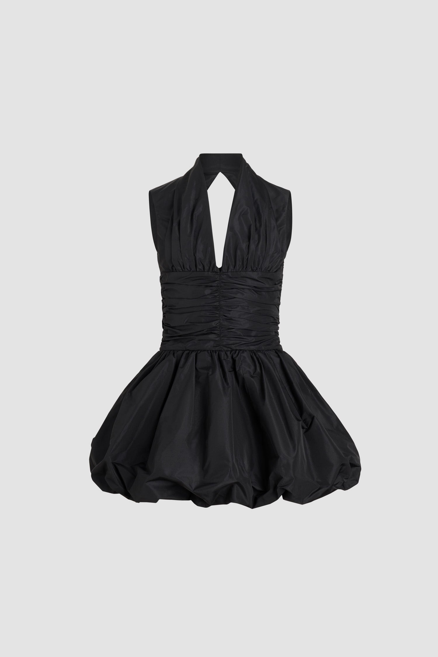 Patou - Vestito mini con schiena aperta in faglia riciclato - Black - Vestito in faglia riciclato nero. Lunghezza mini. Bustino aderente con cuciture arricciate in vita. Scollo a V profondo. Schiena scoperta. Gonna a palloncino.Questo capo fa parte della capsule Cérémonie creata per le occasioni speciali.