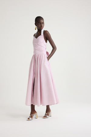 Vestito maxi in popeline di cotone bio stampato