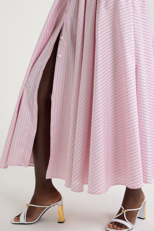 Vestito maxi in popeline di cotone bio stampato