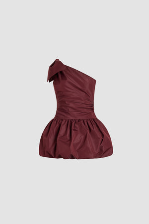 Mini robe one shoulder avec noeud en polyester recyclé