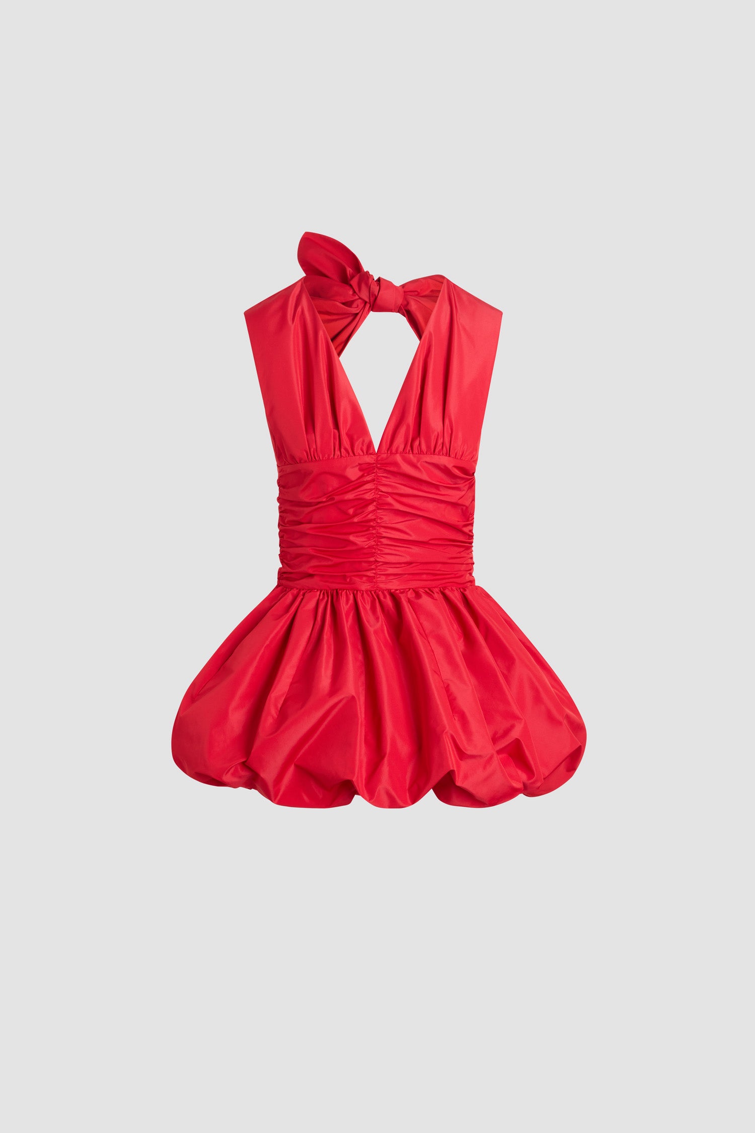 Patou - Backless mini dress with bow in recycled polyester - Lipstick Red - Lipstick red mini dress in recycled polyester. Backless and adorned with a knot. Bloomer-style skirt.This piece is from the "Evening" Capsule, designed by Guillaume Henry: to immortalize special occasions with style and refinement.