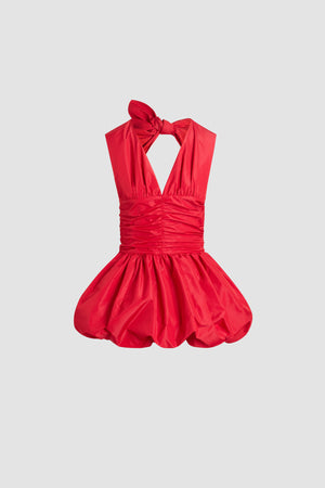 Backless mini dress with bow in recycled polyester