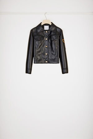 Jacke aus Kunstleder mit gesticktem Logo