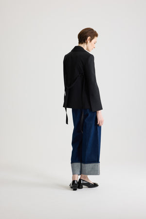 Belted tailored jacket in sustainable technical wool