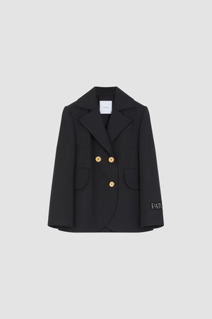 Belted tailored jacket in sustainable technical wool