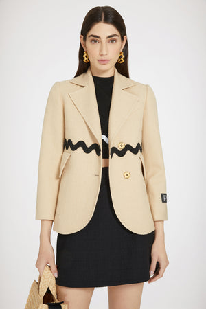 Veste en tweed de coton à galon ondulé
