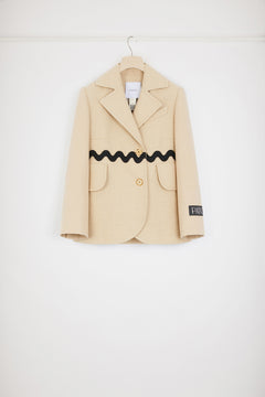 Giacca in tweed di cotone con decorazione a onda