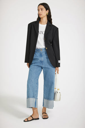 Relaxed belted jacket in technical wool