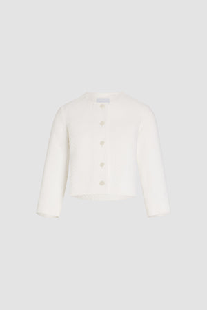 Boxy collarless jacket in quilted sustainable viscose blend