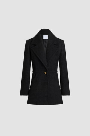 Longline single-breasted jacket in sustainable wool blend tweed