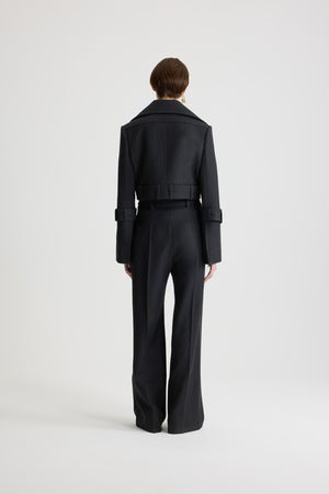 Veste courte ceinturée en laine