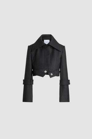 Veste courte ceinturée en laine