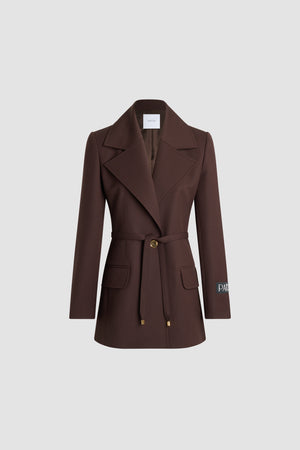Longline single-breasted jacket in sustainable technical wool