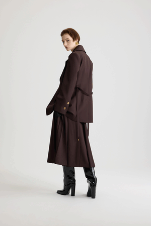 Veste longiligne à boutonnage simple en laine technique éco-responsable