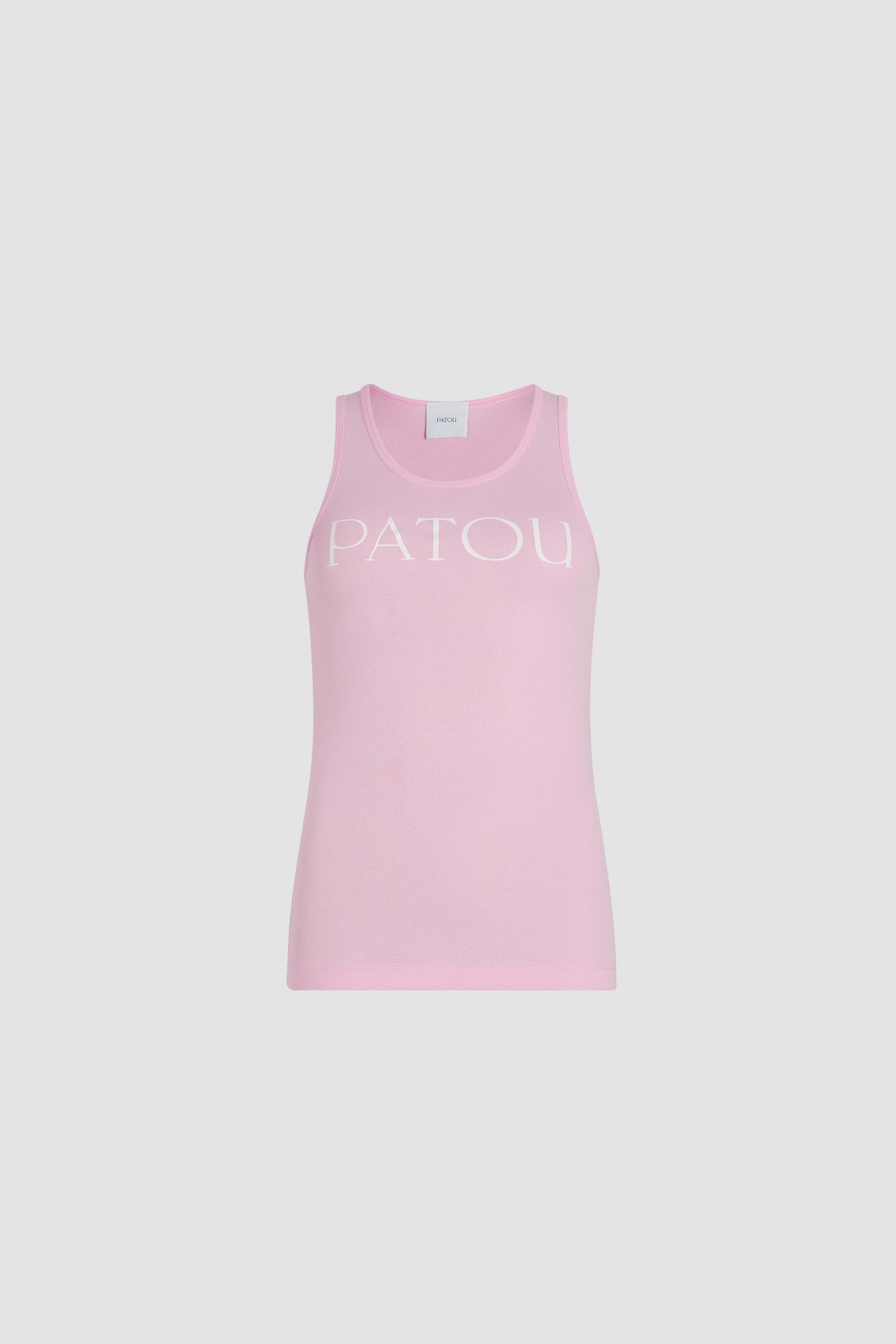 Patou - Canotta con logo Patou in cotone bio - Primrose Pink - Canotta in cotone bio rosa. Scollo tondo. Logo Patou sul davanti, monogramma JP sul retro.