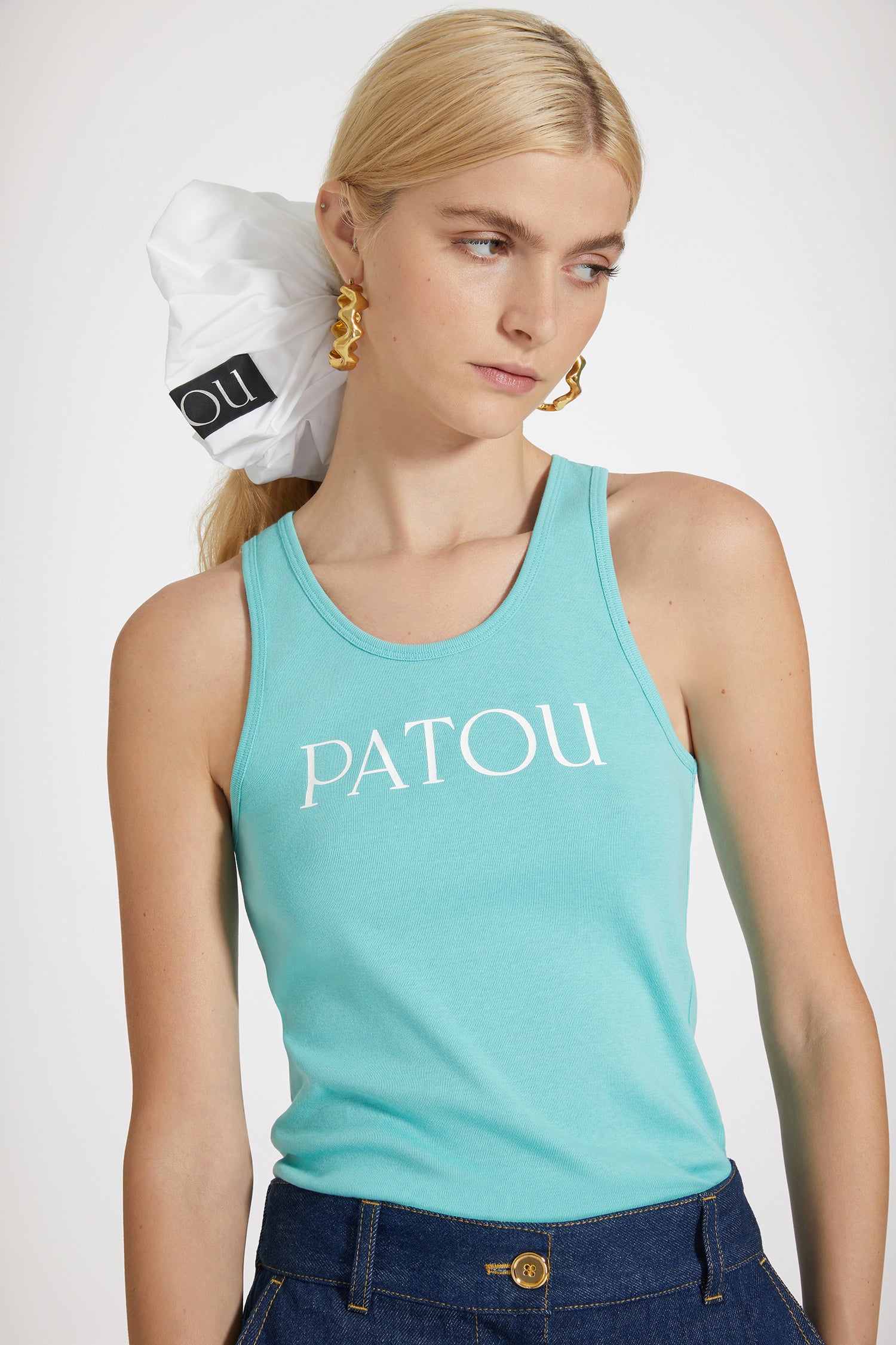 Patou - Canotta Patou in cotone bio - Mint Green - Semplicemente Patou.Canotta in cotone bio verde menta. Logo Patou stampato sul davanti, monogramma JP sul retro.