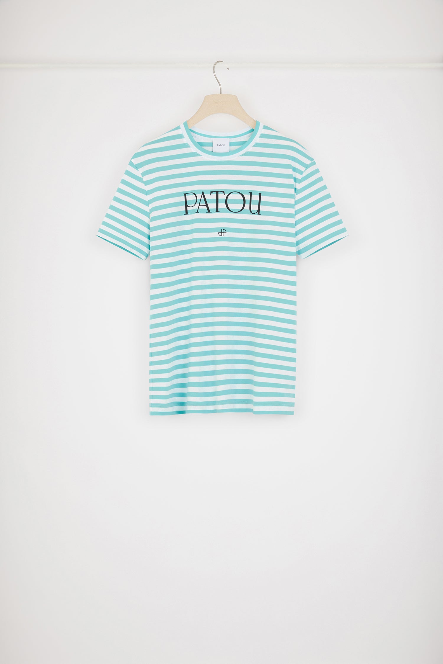 Patou - Patou striped t-shirt in cotton - Green Small Stripes - Everybody loves stripes.Green and white cotton t-shirt. Stripe pattern. Regular fit. Crewneck. Patou and JP at the front.