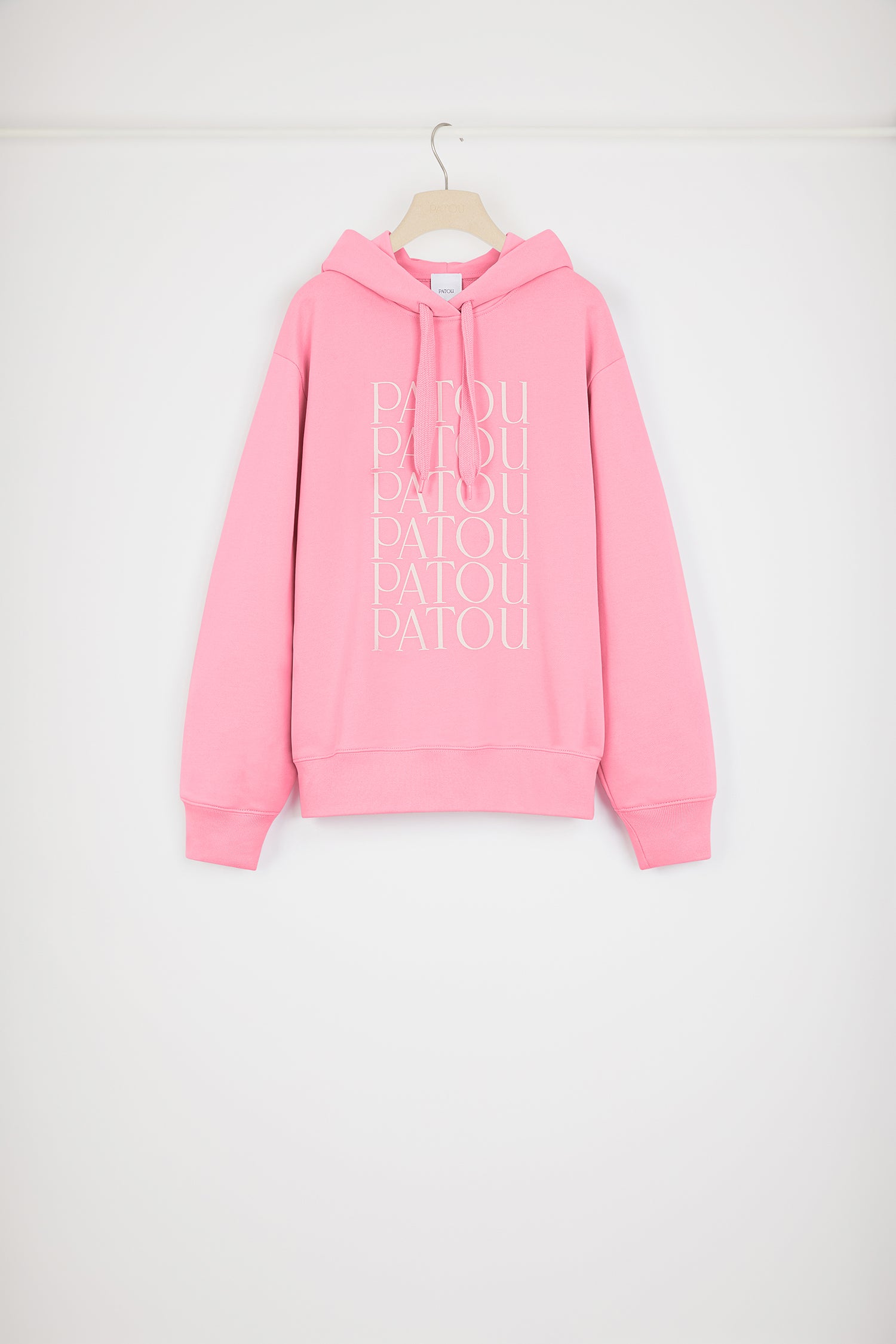 Patou - Patou Patou hoodie in organic cotton - Pink - Patou mania.Pink organic cotton hoodie. Relaxed fit. Hooded collar with woven drawstring. Patou logos printed at the front. Ribbed cuffs and waist.