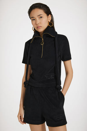 Half-zip polo shirt in organic cotton terry