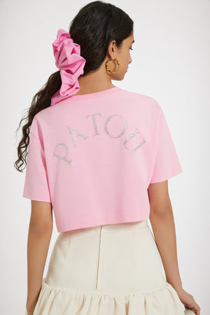 Embellished Patou cropped t-shirt in organic cotton