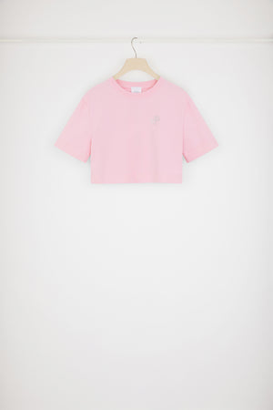 Embellished Patou cropped t-shirt in organic cotton