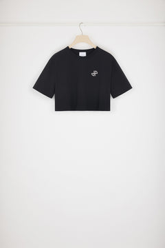 オーガニックコットン ディテール パトゥ クロップドTシャツ