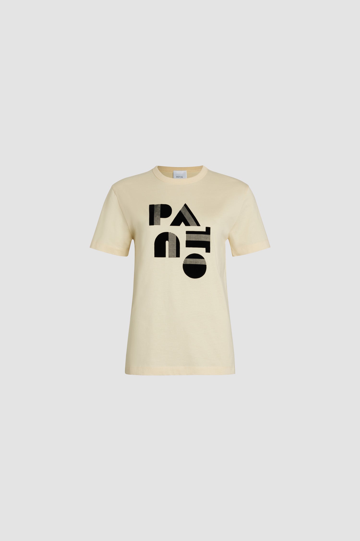 Patou - Art Deco Patou t-shirt in organic cotton - Angora - Angora off-white organic cotton t-shirt. Crewneck style, regular fit. Art Deco Patou logo across the front.Unisex style; men should order one size up.
