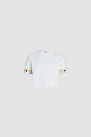オーガニックコットン シルクカフス クロップドTシャツ