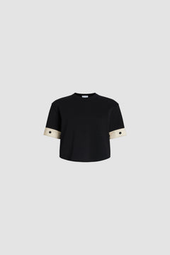 オーガニックコットン シルクカフス クロップドTシャツ