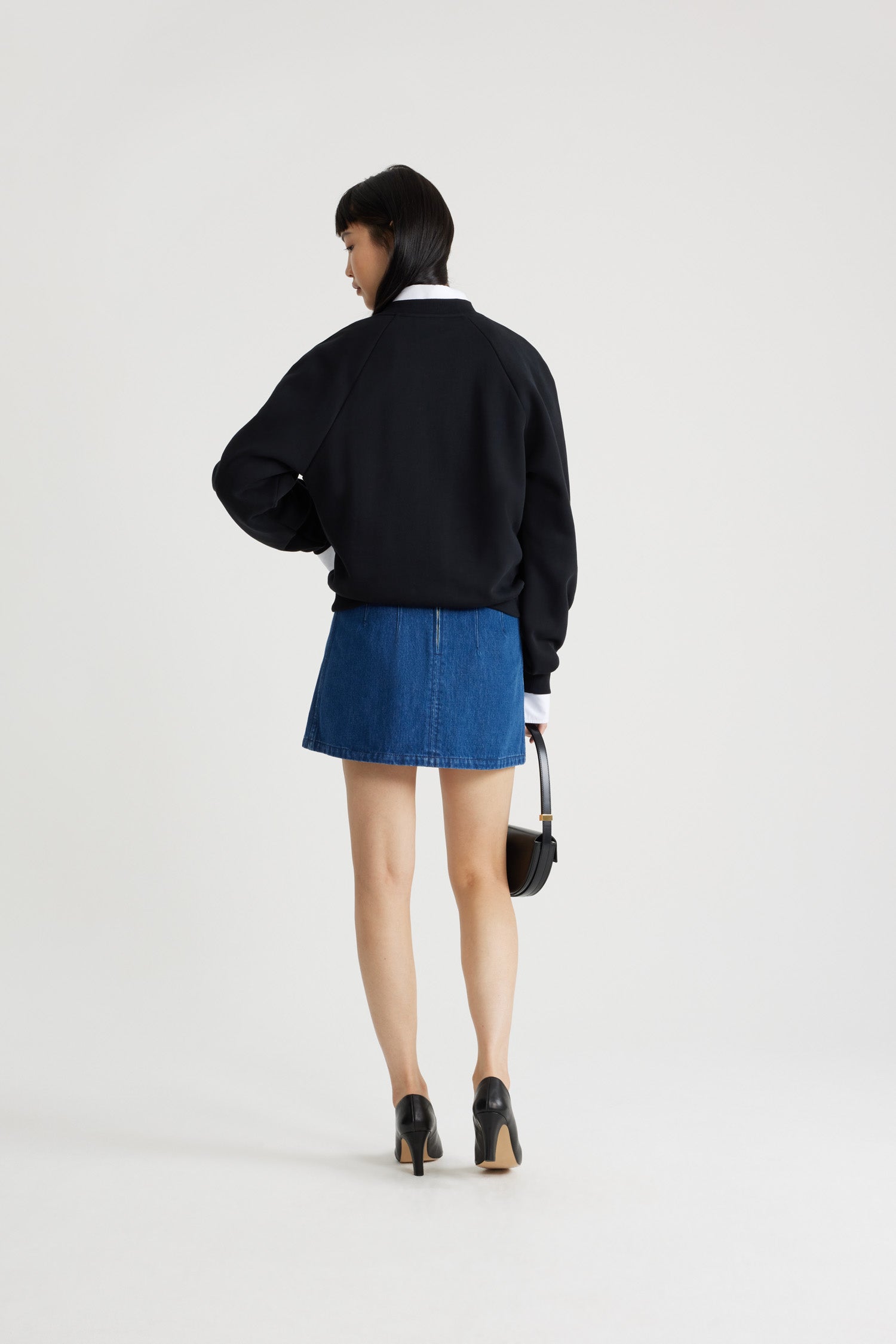 Patou - Embroidered Art Deco Patou sweatshirt in organic cotton - Black - Black organic cotton sweatshirt. Regular fit. Crewneck. Ribbed collar, cuffs and hem. Raglan sleeves. Embroidered Art Deco Patou in polka dot silk across the front.