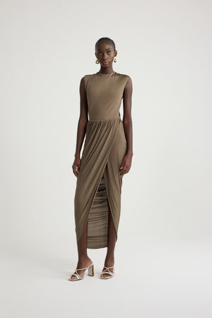 Open back dress in stretch jersey