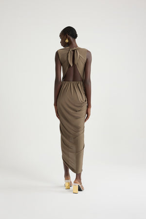 Open back dress in stretch jersey