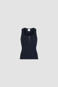 Scoop neck tank in ribbed organic cotton blend