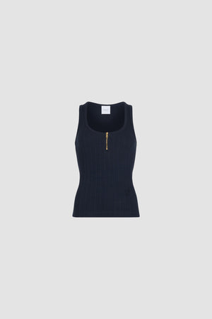 Scoop neck tank in ribbed organic cotton blend