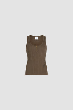 Tanktop mit U-Boot-Ausschnitt aus gerippter Bio-Baumwollmischung