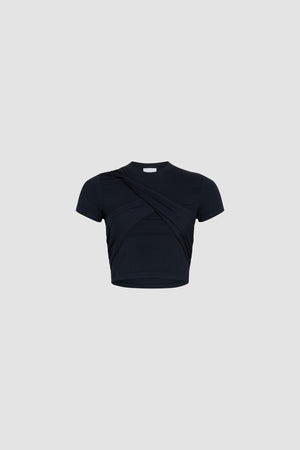 ストレッチオーガニックコットン ドレープ クロップドTシャツ