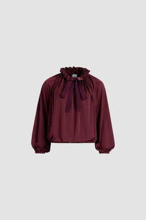 Iconic drawstring top in satin jersey