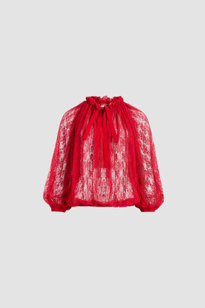 Top iconico con coulisse in jersey di pizzo