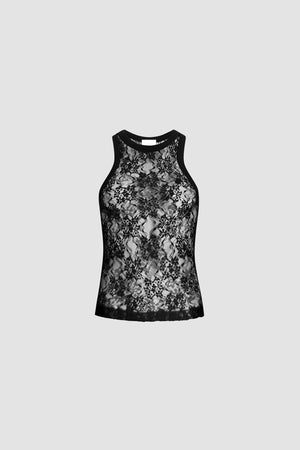Tanktop aus Spitzenjersey