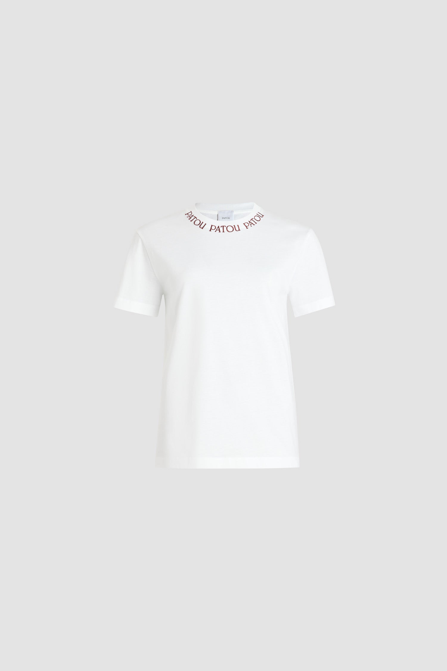 Patou - Patou logo embroidered t-shirt in organic cotton - White - White organic cotton t-shirt. Regular fit. Crewneck with embroidered Patou logo.
