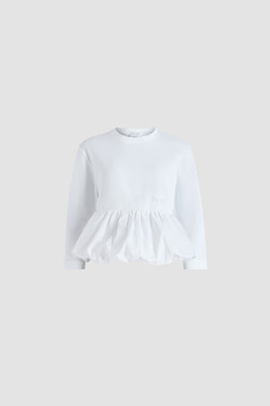 T-shirt à ourlet volanté en coton bio et faille